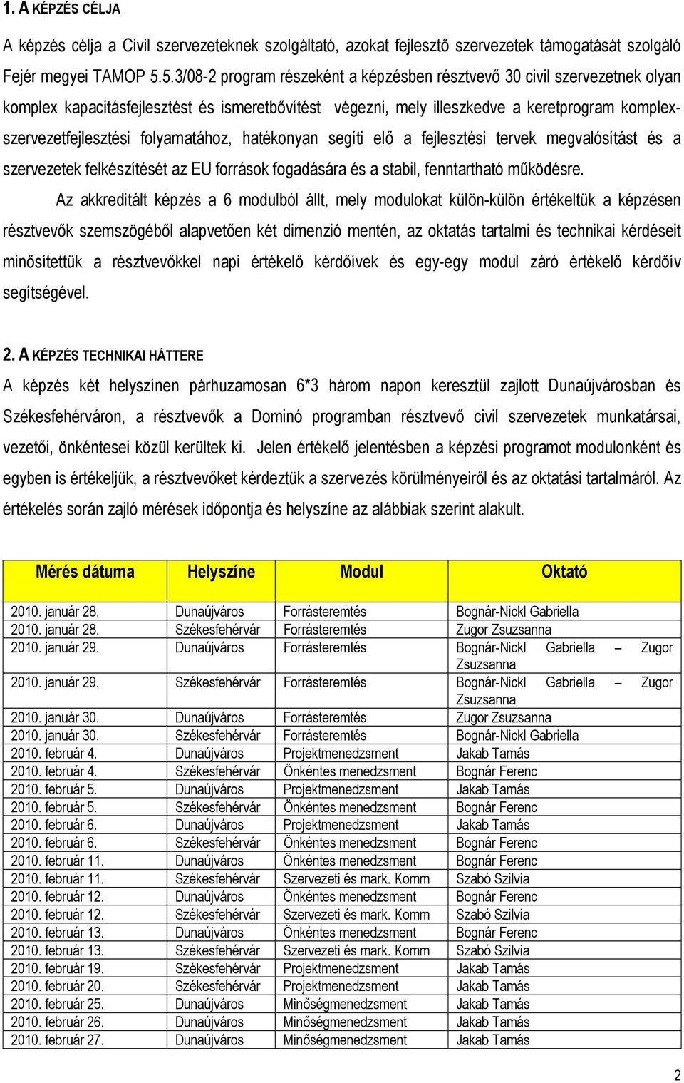 folyamatához, hatékonyan segíti elő a fejlesztési tervek megvalósítást és a szervezetek felkészítését az EU források fogadására és a stabil, fenntartható működésre.