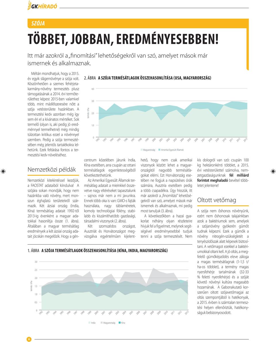 Sok termelő (olyan is, aki pedig jó eredménnyel termelhetné) még mindig túlzottan kritikus ezzel a növénnyel szemben. Pedig a szója termesztésében még jelentős tartalékokra lelhetünk.