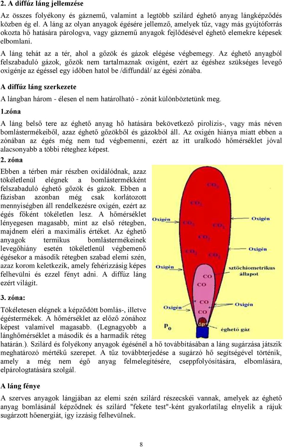 A láng tehát az a tér, ahol a gőzök és gázok elégése végbemegy.