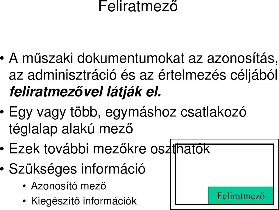 Egy vagy több, egymáshoz csatlakozó téglalap alakú mező Ezek
