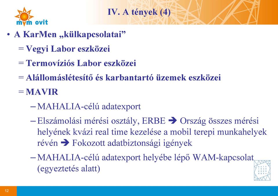 Elszámolási mérési osztály, ERBE Ország összes mérési helyének kvázi real time kezelése a mobil