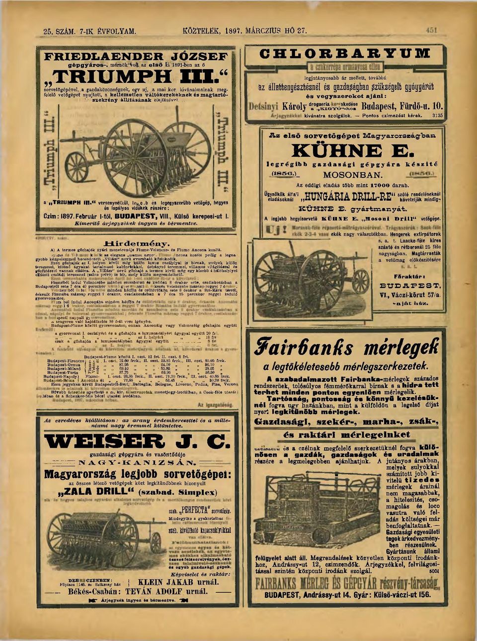 gazdasági gépgyára és vasöntődéje EzEzEE NAGY-KANIZSÁN, JÓZSEF gépgyáros-; mémök^oft az első E 1891-ben az ő TRIUMPH III." sorvetőgépéyel,.a,gazdakö.zönségne!c,. egvuj, a inai kor.