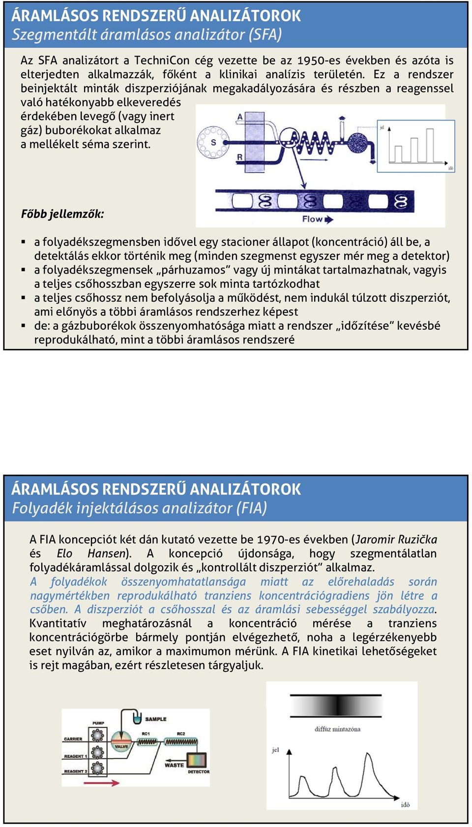 Ez a rendszer beinjektált minták diszperziójának megakadályozására és részben a reagenssel való hatékonyabb elkeveredés érdekében levegő (vagy inert gáz) buborékokat alkalmaz a mellékelt séma szerint.