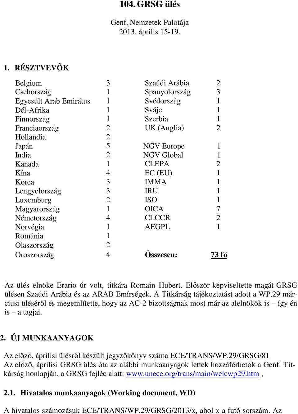 RÉSZTVEVŐK Belgium 3 Szaúdi Arábia 2 Csehország 1 Spanyolország 3 Egyesült Arab Emirátus 1 Svédország 1 Dél-Afrika 1 Svájc 1 Finnország 1 Szerbia 1 Franciaország 2 UK (Anglia) 2 Hollandia 2 Japán 5