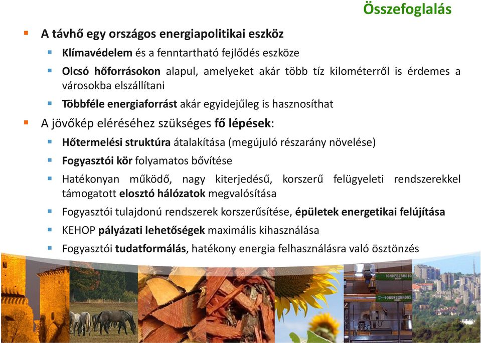 részarány növelése) Fogyasztói kör folyamatos bővítése Hatékonyan működő, nagy kiterjedésű, korszerű felügyeleti rendszerekkel támogatott elosztó hálózatok megvalósítása Fogyasztói