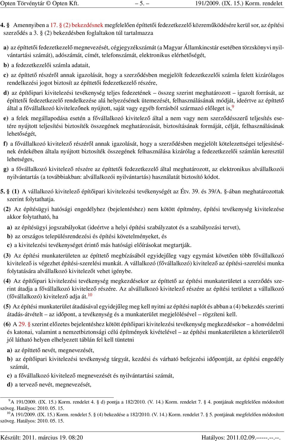 191/2009. (IX. 15.) Korm. rendelet az építőipari kivitelezési  tevékenységről - PDF Ingyenes letöltés
