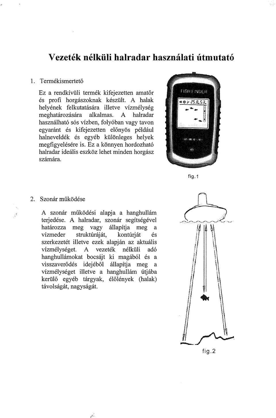 Vezeték nélküli halradar használati útmutató - PDF Ingyenes letöltés