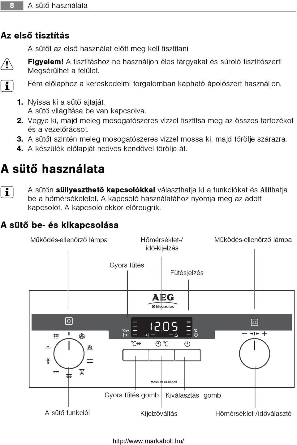 Vegye ki, majd meleg mosogatószeres vízzel tisztítsa meg az összes tartozékot és a vezetõrácsot. 3. A sütõt szintén meleg mosogatószeres vízzel mossa ki, majd törölje szárazra. 4.