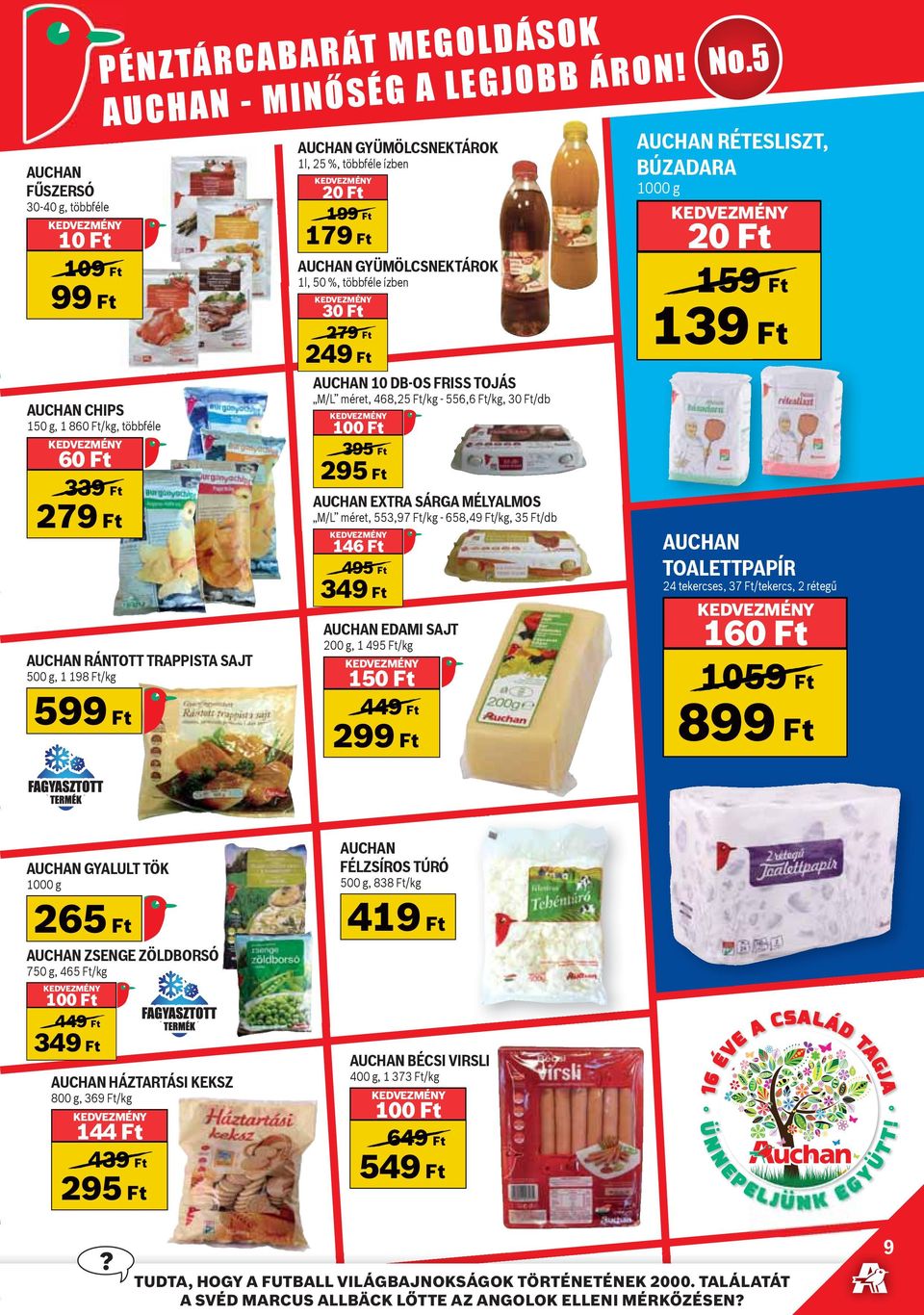 AUCHAN GYÜMÖLCSNEKTÁROK 1l, 25 %, többféle ízben 20 Ft 199 Ft 179 Ft AUCHAN GYÜMÖLCSNEKTÁROK 1l, 50 %, többféle ízben 30 Ft 279 Ft 249 Ft AUCHAN 10 DB-OS FRISS TOJÁS M/L méret, 468,25 Ft/kg - 556,6