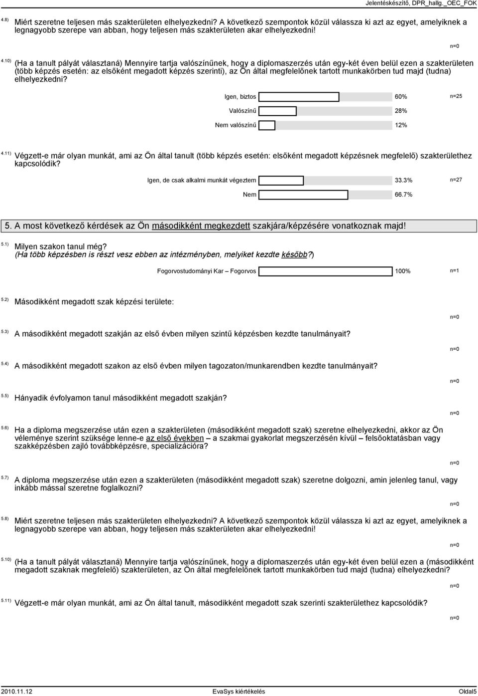 .0) (Ha a tanult pályát választaná) Mennyire tartja valószínűnek, hogy a diplomaszerzés után egy-két éven belül ezen a szakterületen (több képzés esetén: az elsőként megadott képzés szerinti), az Ön