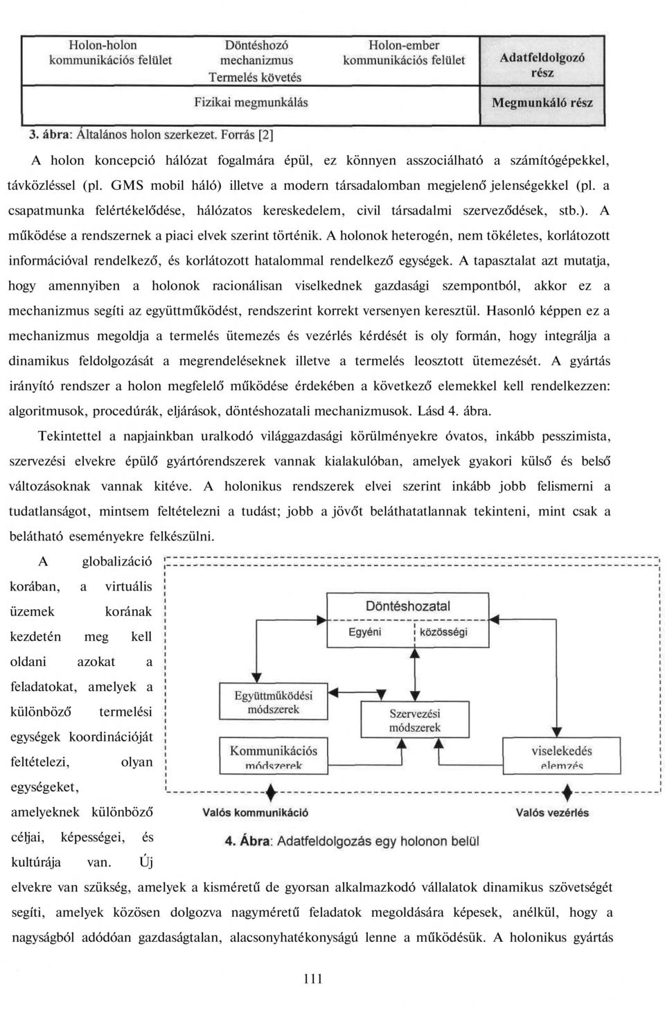 A holonok heterogén, nem tökéletes, korlátozott információval rendelkező, és korlátozott hatalommal rendelkező egységek.