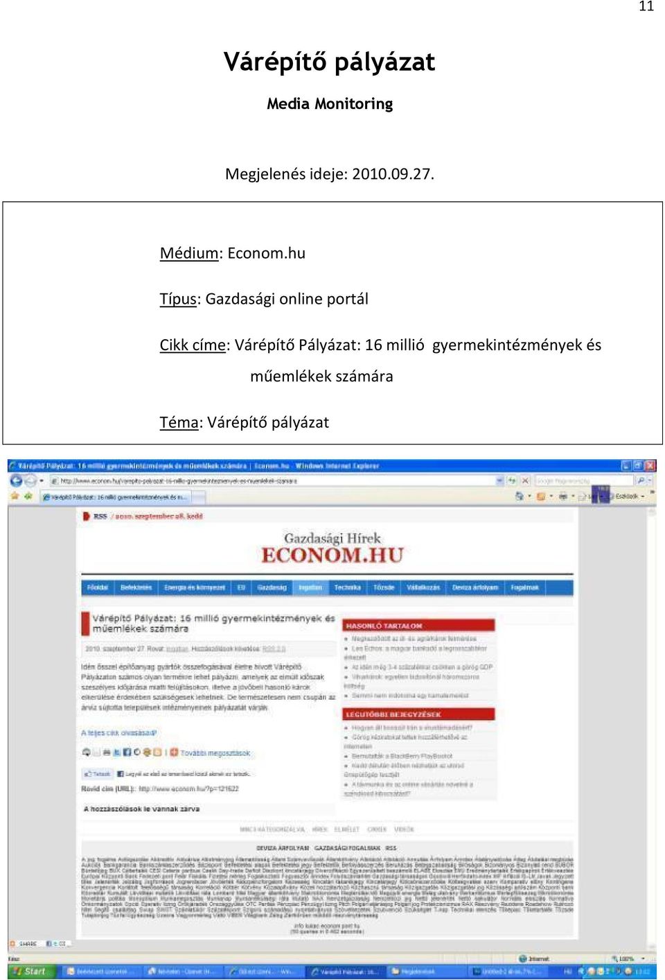 hu Típus: Gazdasági online portál Cikk