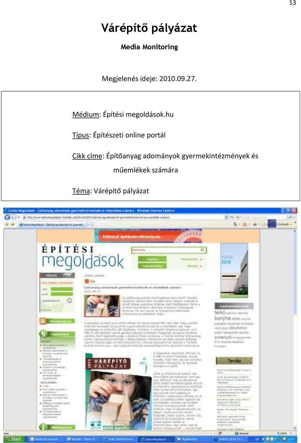 hu Típus: Építészeti online portál Cikk