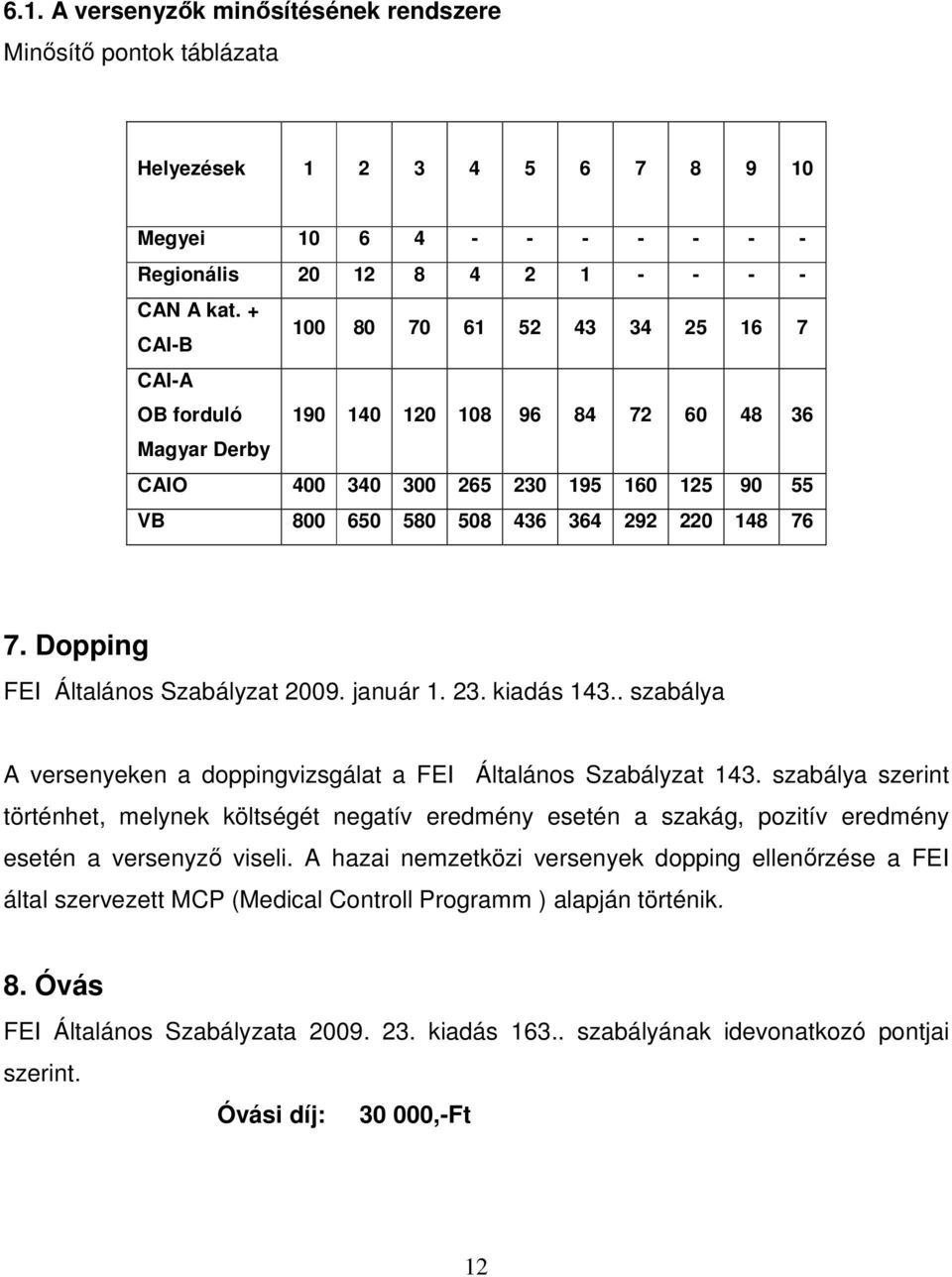 Dopping FEI Általános Szabályzat 2009. január 1. 23. kiadás 143.. szabálya A versenyeken a doppingvizsgálat a FEI Általános Szabályzat 143.