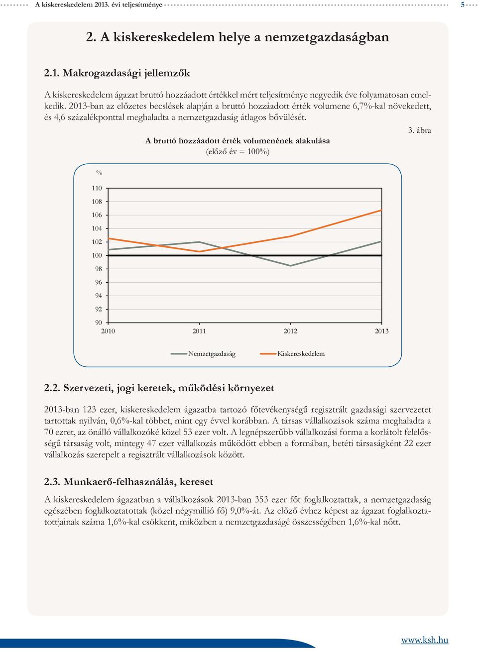 ábra A bruttó hozzáadott érték volumenének alakulása (előző év = 100%) % 110 108 106 104 102 