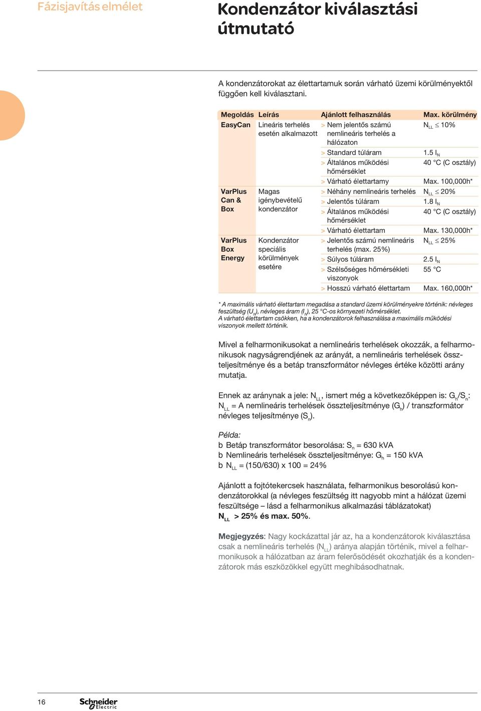 speciális körülmények esetére > Standard túláram 1.5 I N > Általános működési 40 C (C osztály) hőmérséklet > Várható élettartamy Max.