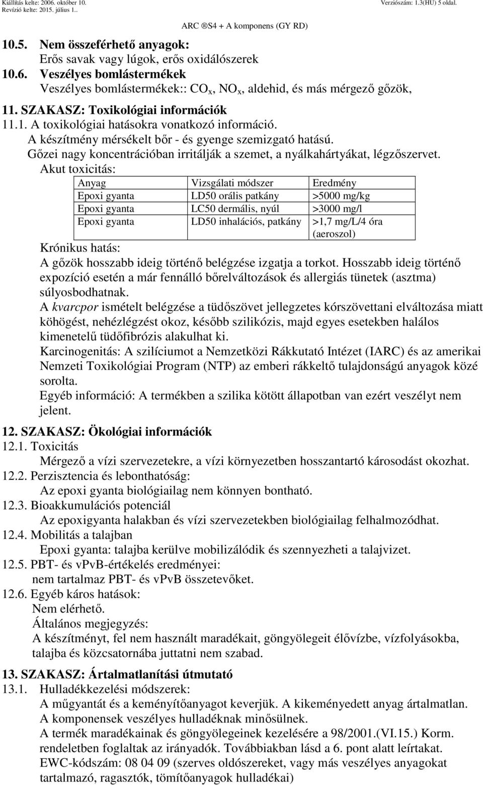 A készítmény mérsékelt bőr - és gyenge szemizgató hatású. Gőzei nagy koncentrációban irritálják a szemet, a nyálkahártyákat, légzőszervet.
