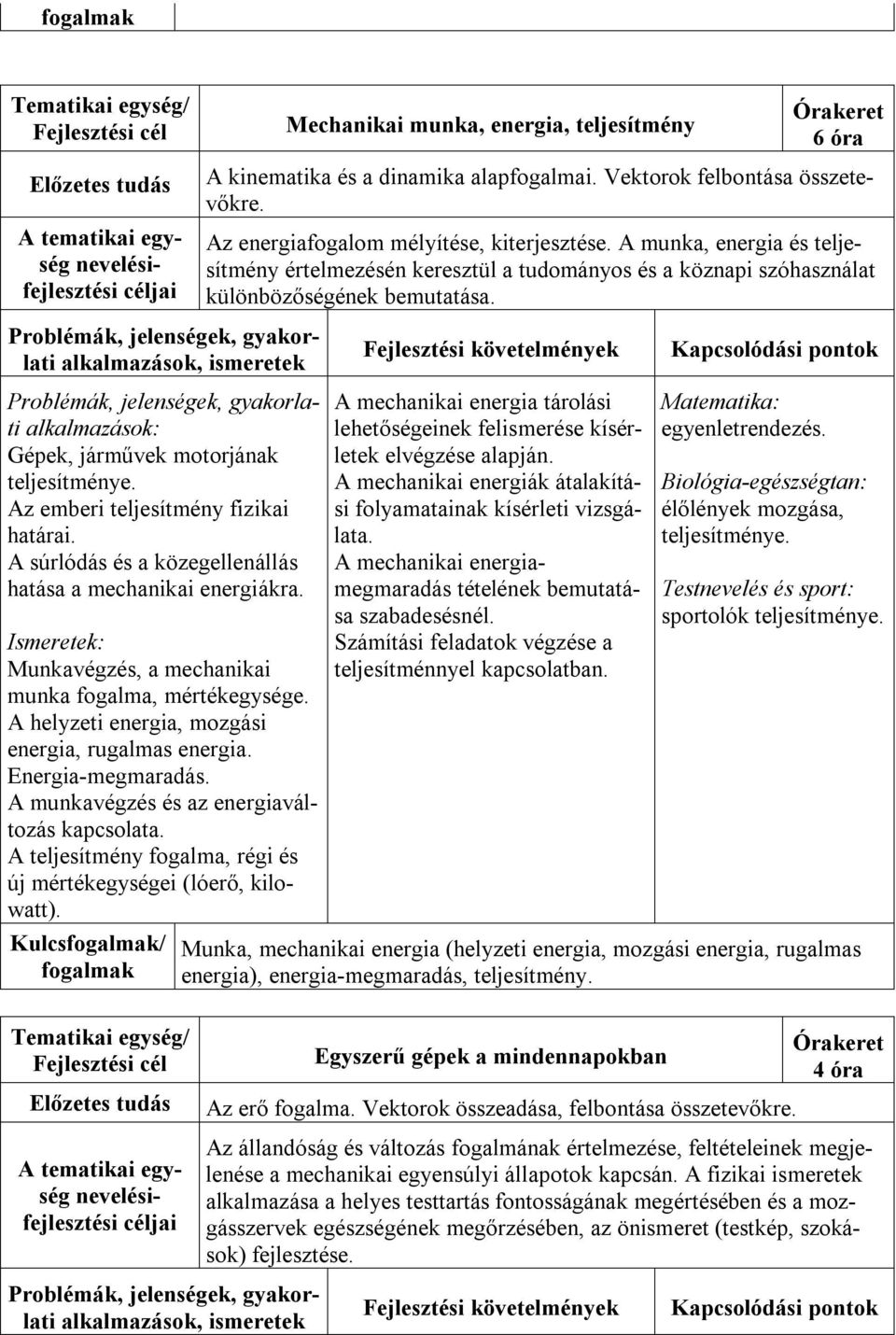 Az emberi teljesítmény fizikai határai. A súrlódás és a közegellenállás hatása a mechanikai energiákra. Munkavégzés, a mechanikai munka fogalma, mértékegysége.