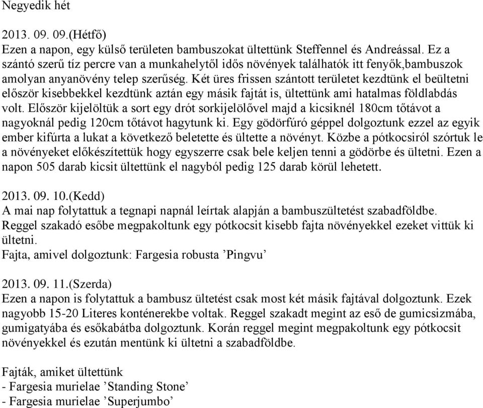 Két üres frissen szántott területet kezdtünk el beültetni először kisebbekkel kezdtünk aztán egy másik fajtát is, ültettünk ami hatalmas földlabdás volt.