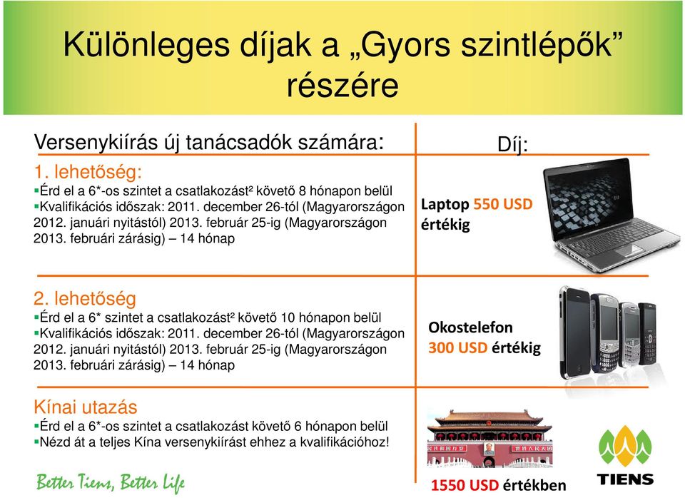 lehetőség Érd el a 6* szintet a csatlakozást² követő 10 hónapon belül Kvalifikációs időszak: 2011. december 26-tól (Magyarországon 2012. januári nyitástól) 2013.