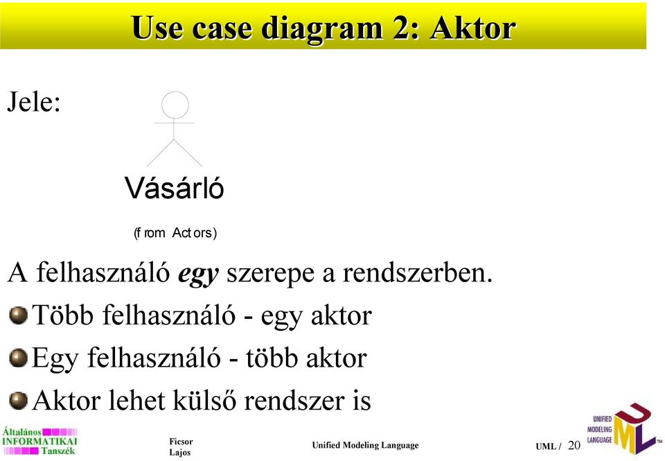 Több felhasználó - egy aktor Egy felhasználó - több