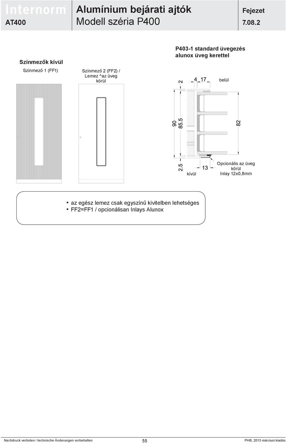 Opcionális az üveg körül Inlay 12x0,8mm az egész lemez csak