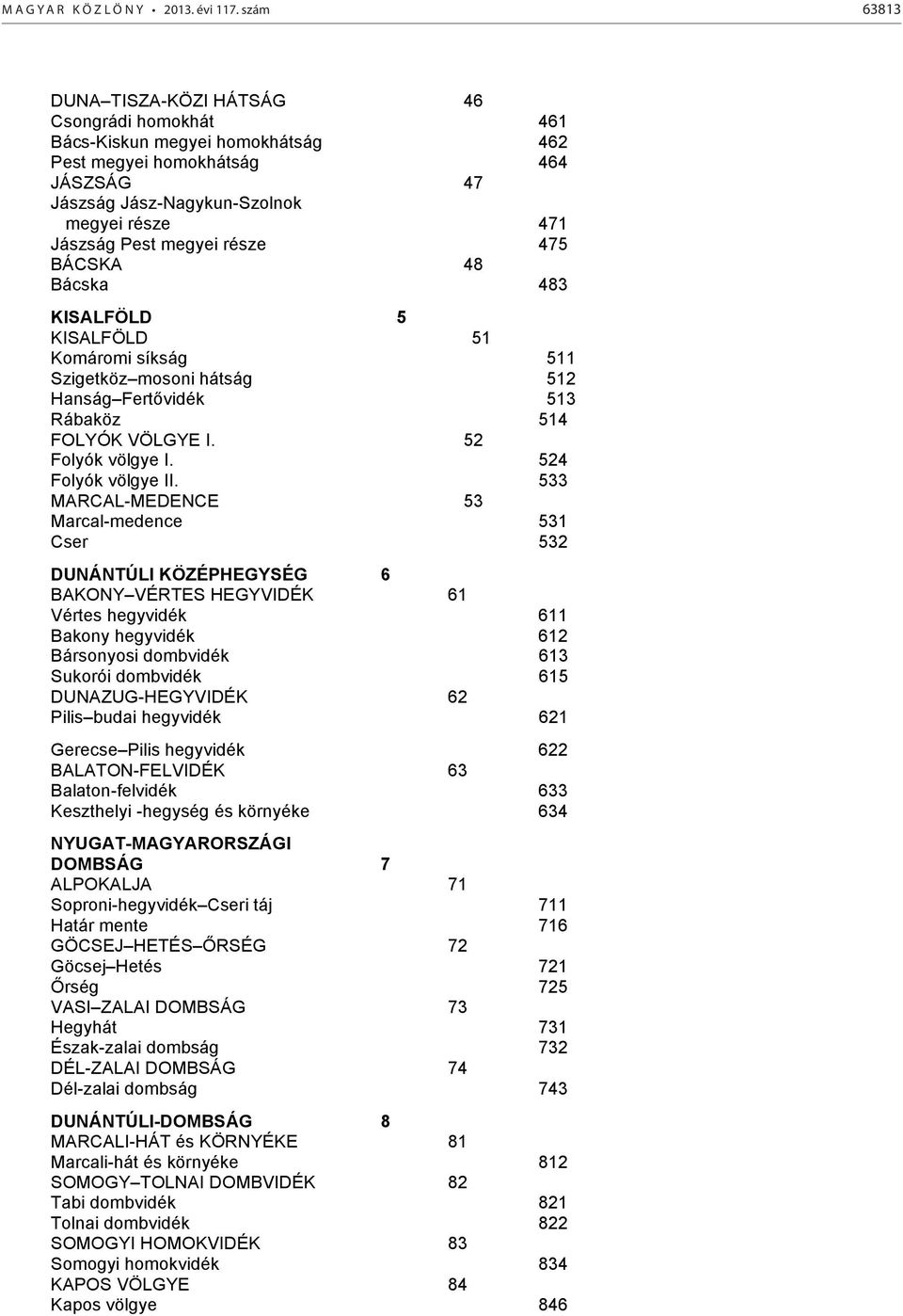 része 475 BÁCSKA 48 Bácska 483 KISALFÖLD 5 KISALFÖLD 51 Komáromi síkság 511 Szigetköz mosoni hátság 512 Hanság Fertővidék 513 Rábaköz 514 FOLYÓK VÖLGYE I. 52 Folyók völgye I. 524 Folyók völgye II.