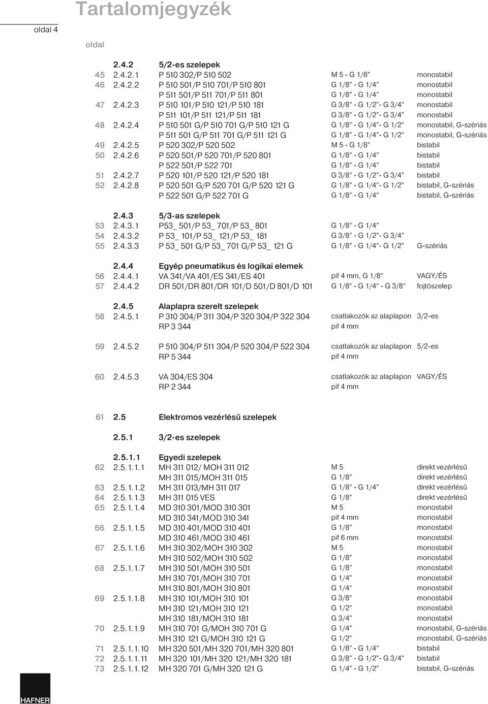 4.2.8 P 520 501 G/P 520 701 G/P 520 121 G P 522 501 G/P 522 701 G M 5 - G 1/8 - G 1/2 - G 1/2 M 5 - G 1/8 - G 1/2, G-szériás, G-szériás, G-szériás, G-szériás 2.4.3 5/3-as szelepek 53 2.4.3.1 P53_ 501/P 53_ 701/P 53_ 801 54 2.