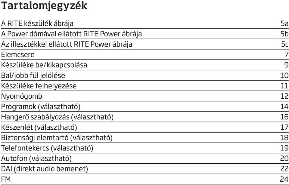 Nyomógomb 12 Programok (választható) 14 Hangerő szabályozás (választható) 16 Készenlét (választható) 17 Biztonsági