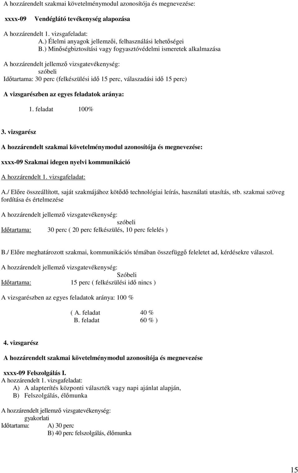 az egyes feladatok aránya: 1. feladat 100% 3. vizsgarész hozzárendelt szakmai követelménymodul azonosítója és megnevezése: xxxx-09 Szakmai idegen nyelvi kommunikáció hozzárendelt 1. vizsgafeladat:.