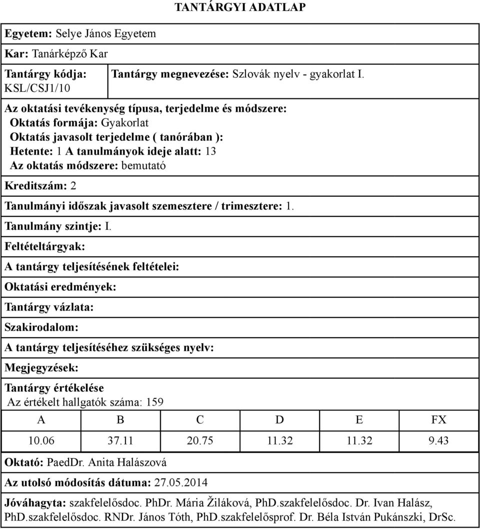 Tanulmányi időszak javasolt szemesztere / trimesztere: 1.