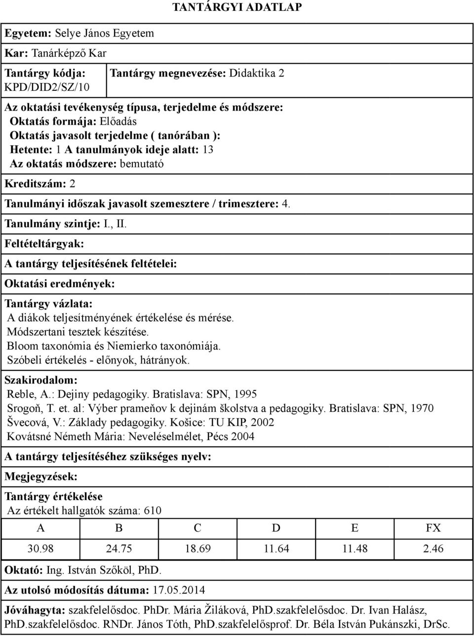 : Dejiny pedagogiky. Bratislava: SPN, 1995 Srogoň, T. et. al: Výber prameňov k dejinám školstva a pedagogiky. Bratislava: SPN, 1970 Švecová, V.: Základy pedagogiky.