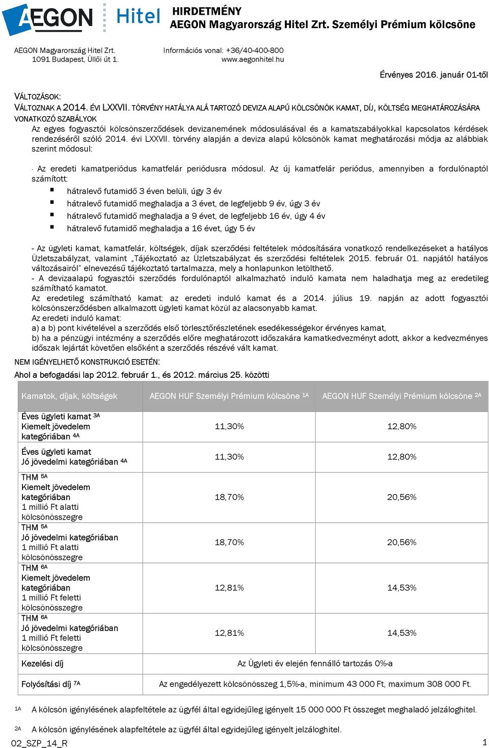 TÖRVÉNY HATÁLYA ALÁ TARTOZÓ DEVIZA ALAPÚ KÖLCSÖNÖK KAMAT, DÍJ, KÖLTSÉG MEGHATÁROZÁSÁRA VONATKOZÓ SZABÁLYOK Az egyes fogyasztói kölcsönszerződések devizanemének módosulásával és a kamatszabályokkal