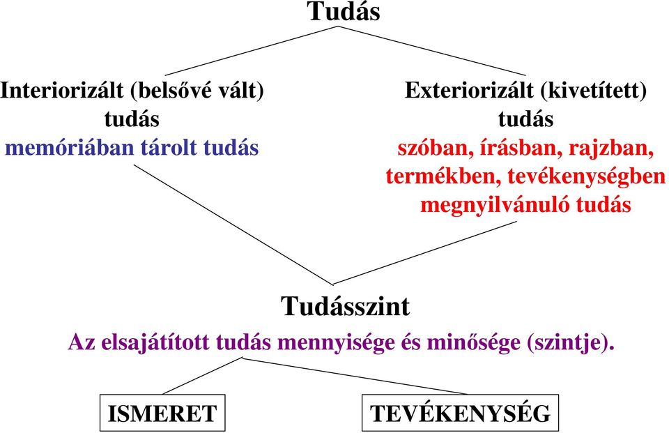 rajzban, termékben, tevékenységben megnyilvánuló tudás