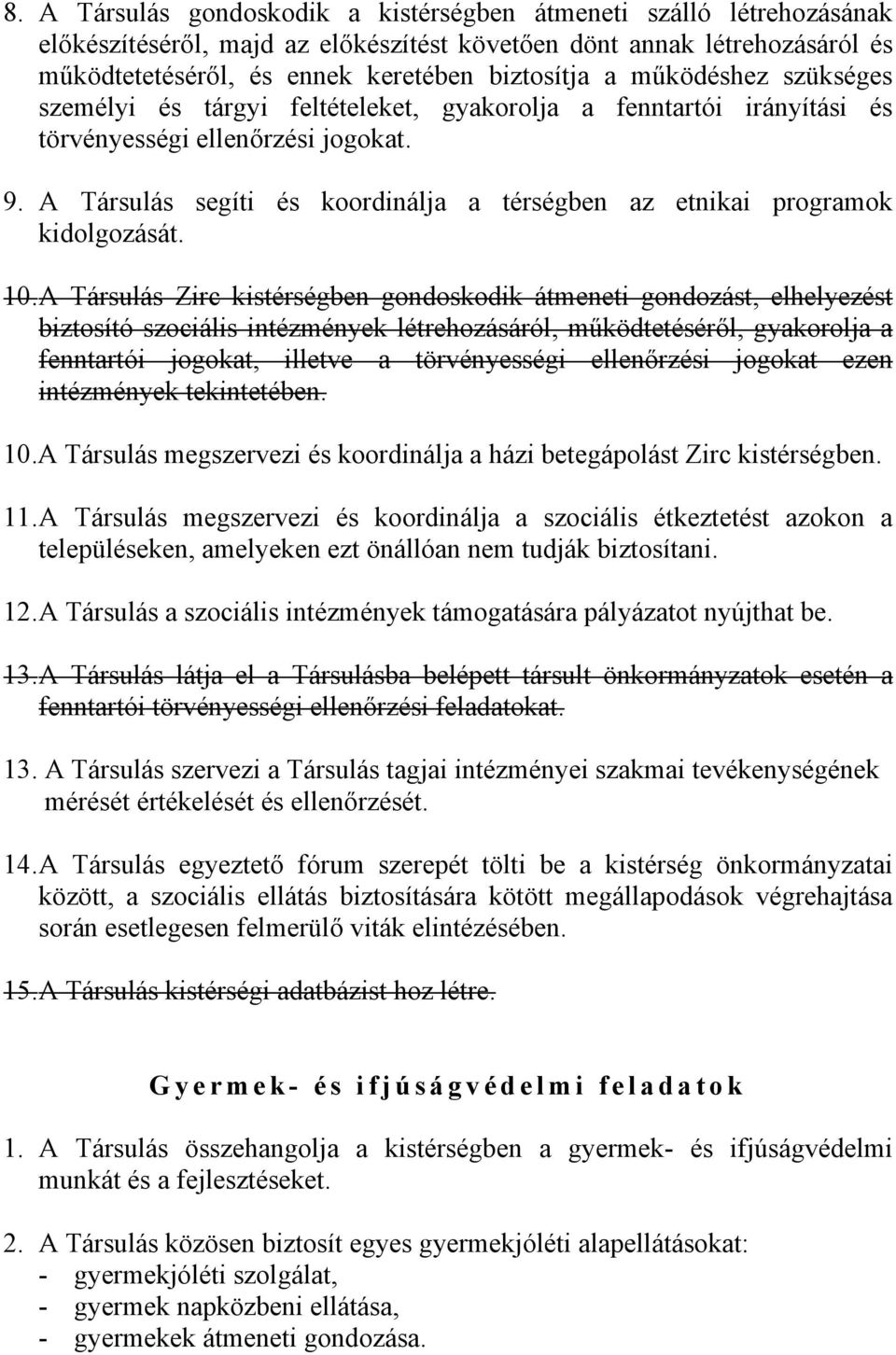 A Társulás segíti és koordinálja a térségben az etnikai programok kidolgozását. 10.