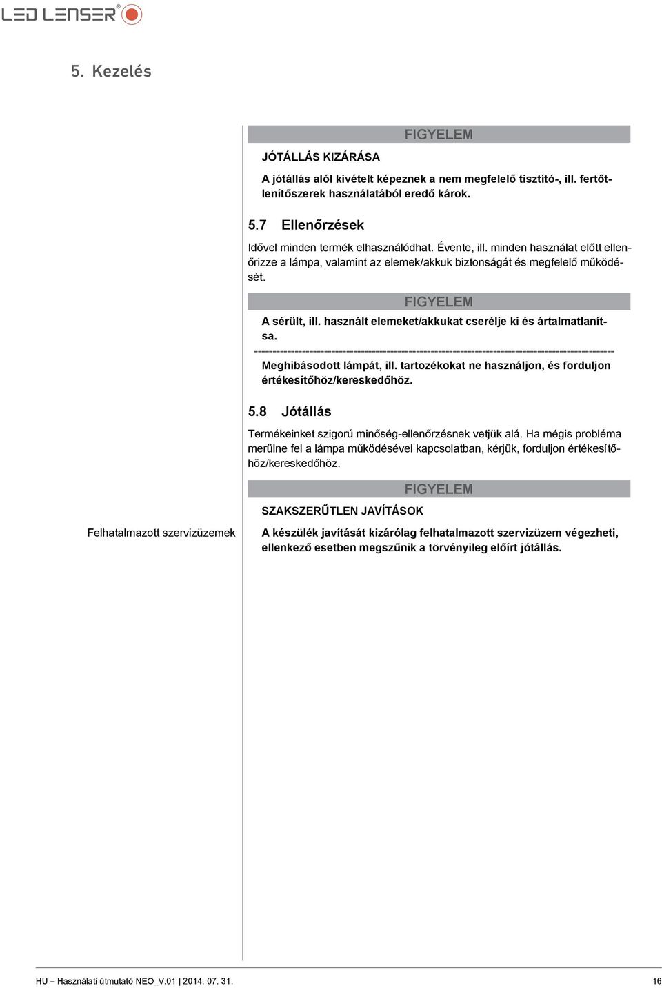 használt elemeket/akkukat cserélje ki és ártalmatlanítsa. -------------------------------------------------------------------------------------------------- Meghibásodott lámpát, ill.
