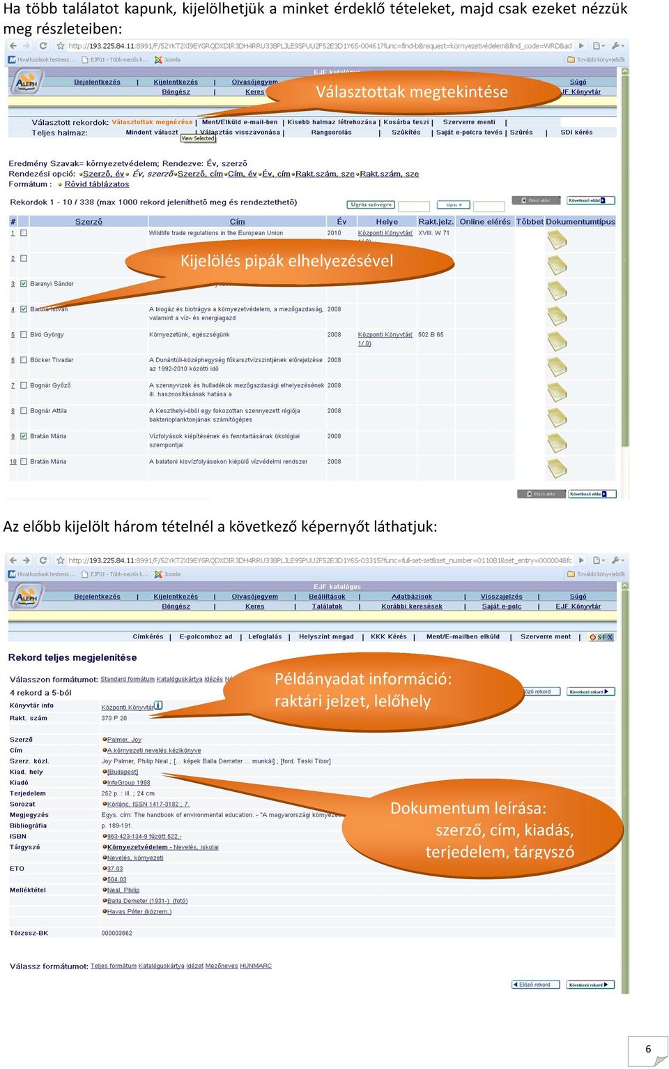 előbb kijelölt három tételnél a következő képernyőt láthatjuk: Példányadat információ: