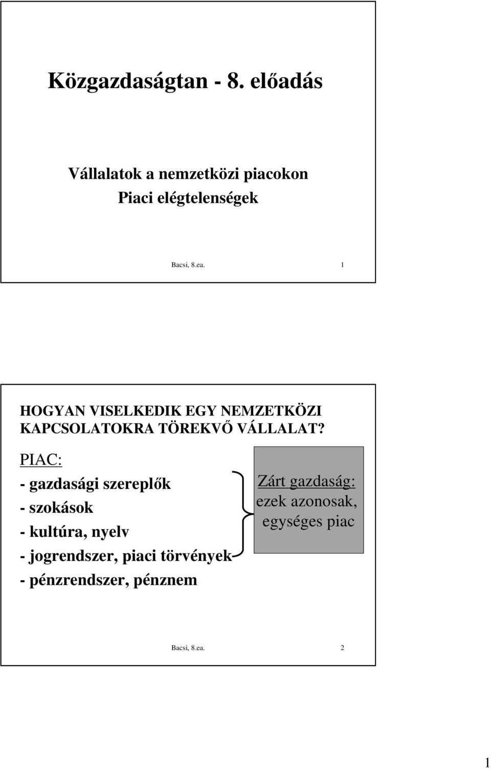 1 HOGYAN VISELKEDIK EGY NEMZETKÖZI KAPCSOLATOKRA TÖREKVİ VÁLLALAT?