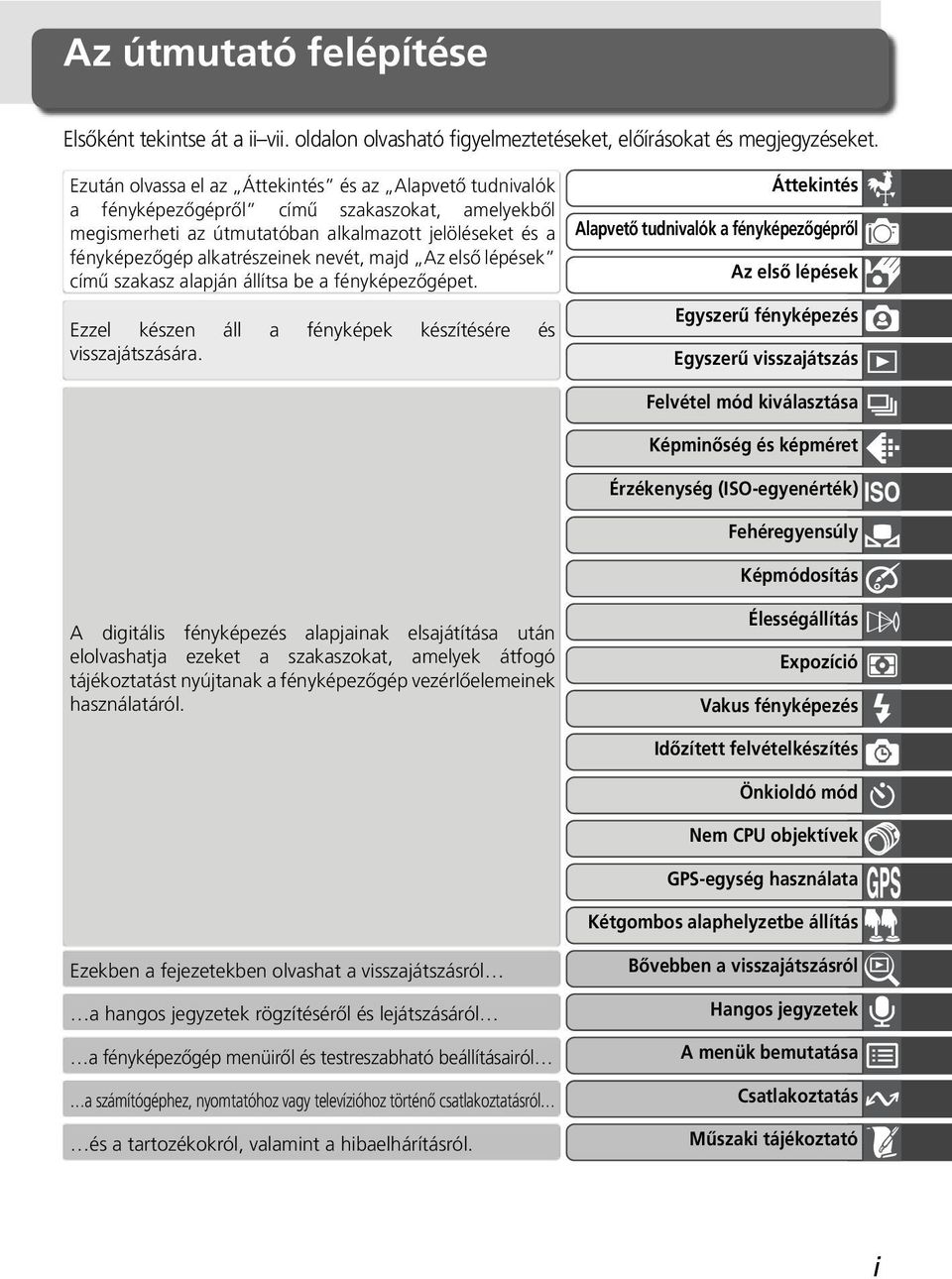 majd Az első lépések című szakasz alapján állítsa be a fényképezőgépet. Ezzel készen áll a fényképek készítésére és visszajátszására.