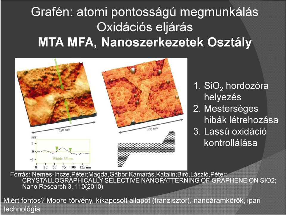 Lassú oxidáció kontrollálása Forrás: Nemes-Incze,Péter;Magda,Gábor;Kamarás,Katalin;Biró,László,Péter: