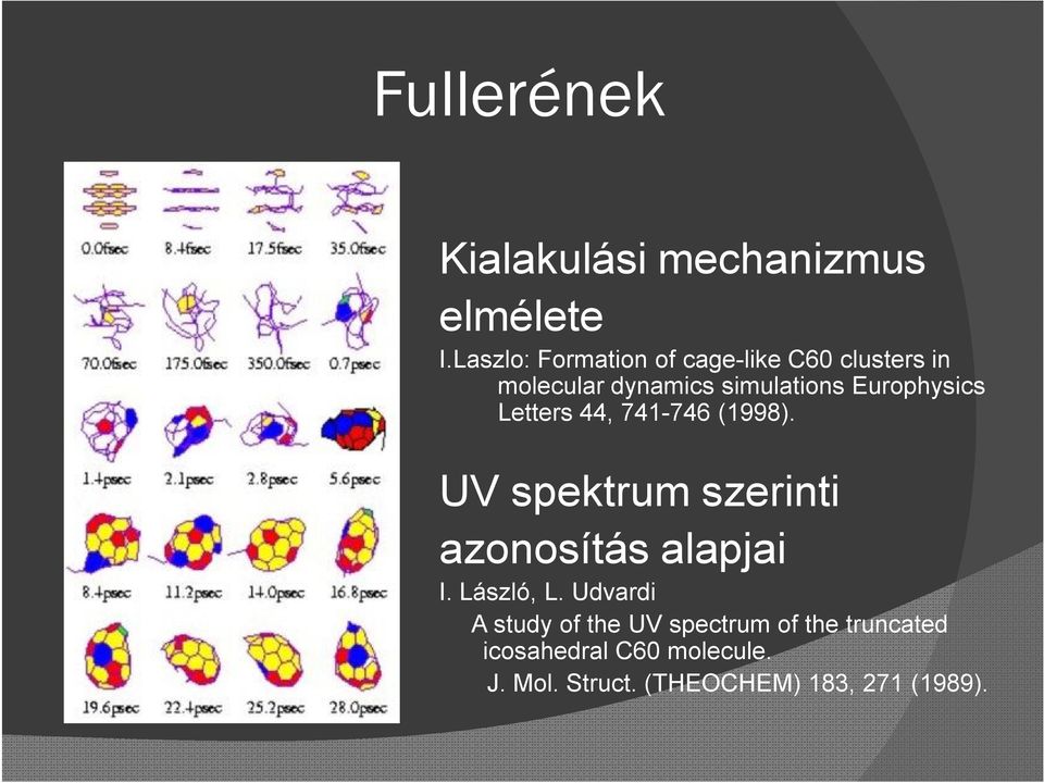 Europhysics Letters 44, 741-746 (1998). UV spektrum szerinti azonosítás alapjai I.