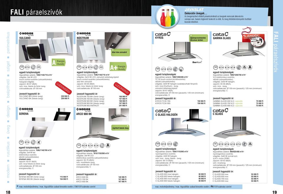 modern rusztikus üveg design beépíthetõ sziget perimetrikus VULCANO 1595 légszállítási adatok: 1595/1140/710 m 3 /h világítás: 2x4 W LED touch control vezérlés (utószellőztetés) hangulat világítás