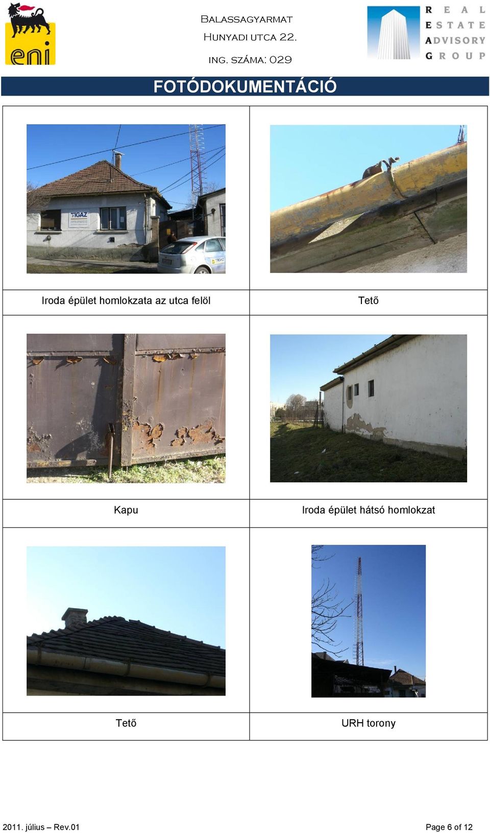 Iroda épület hátsó homlokzat Tető