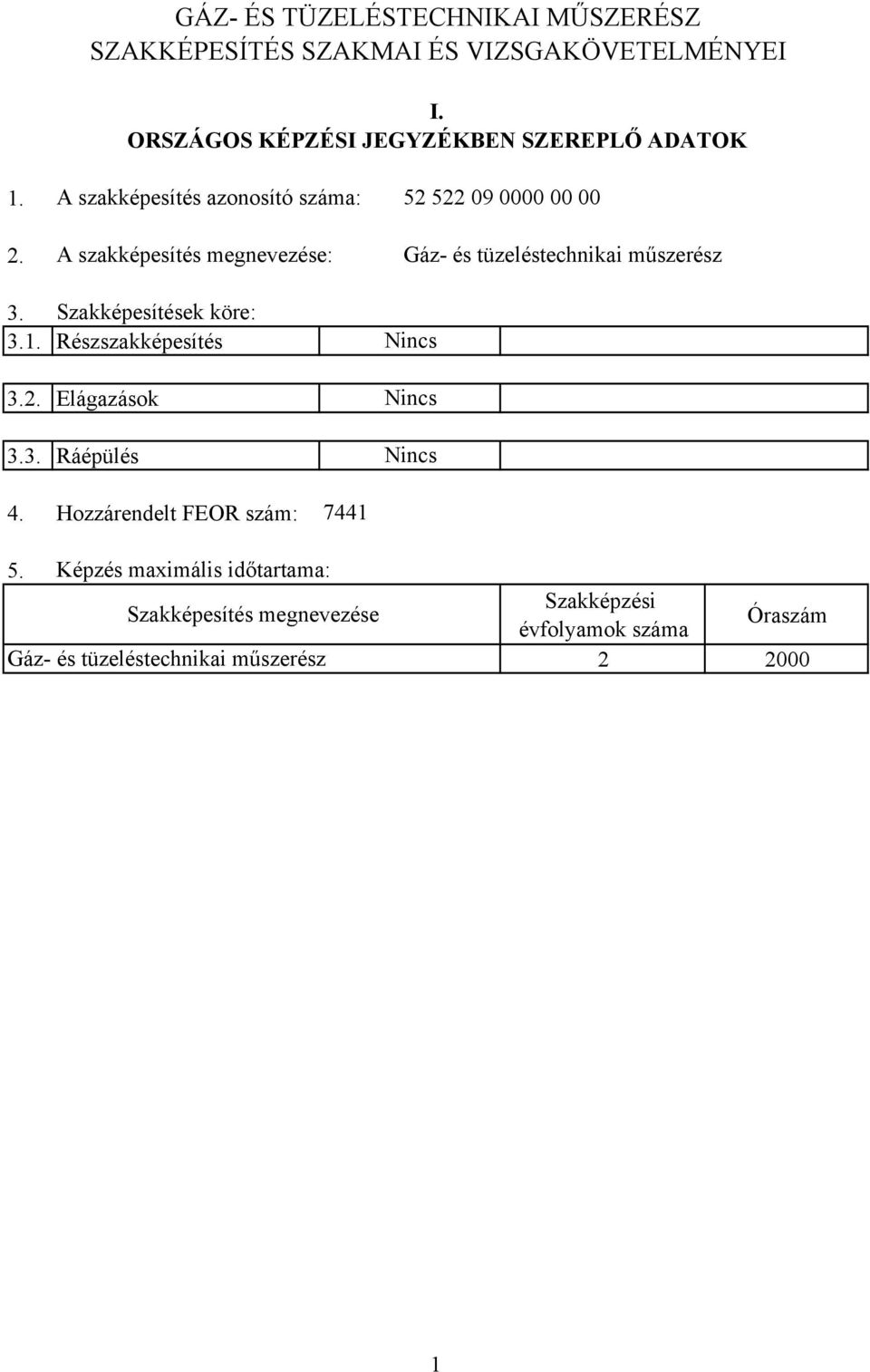 Szakképesítések köre: 3.1. Részszakképesítés 3.2. Elágazások 3.3. Ráépülés Nincs Nincs Nincs 4.