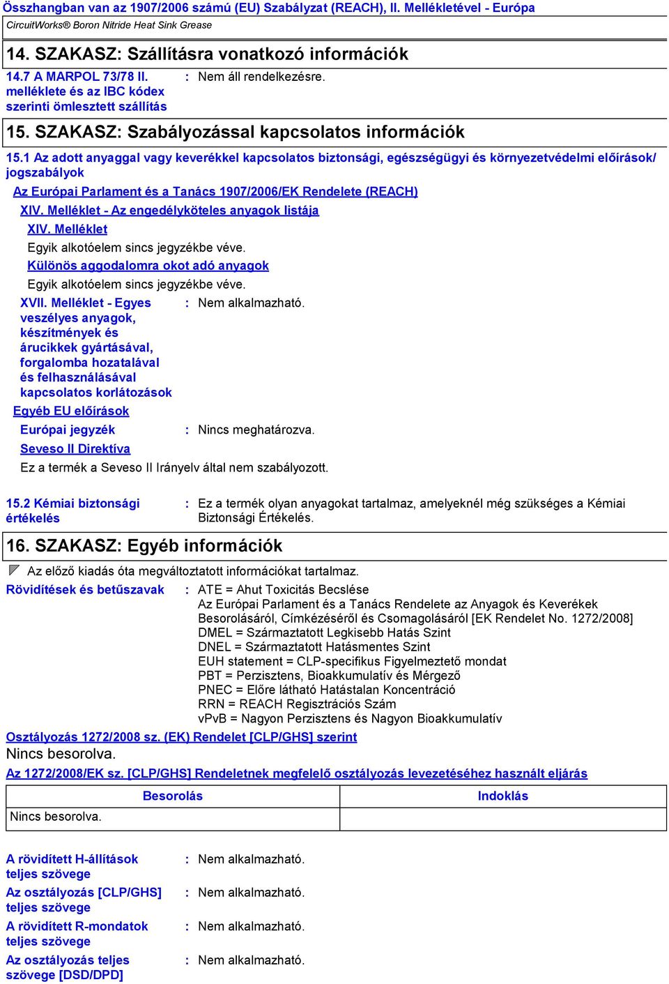 SZAKASZ Szabályozással kapcsolatos információk 15.