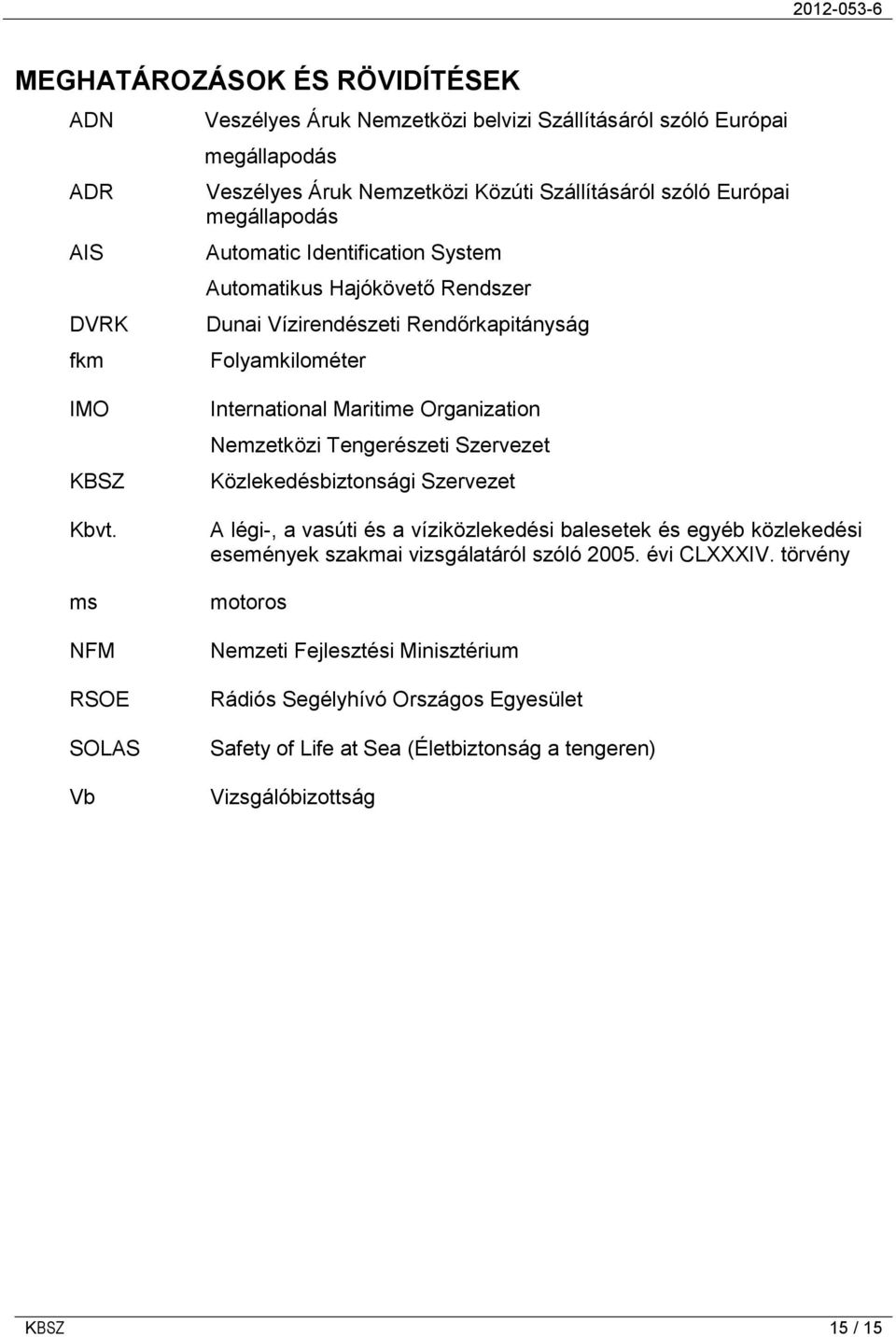 ms NFM RSOE SOLAS Vb International Maritime Organization Nemzetközi Tengerészeti Szervezet Közlekedésbiztonsági Szervezet A légi-, a vasúti és a víziközlekedési balesetek és egyéb