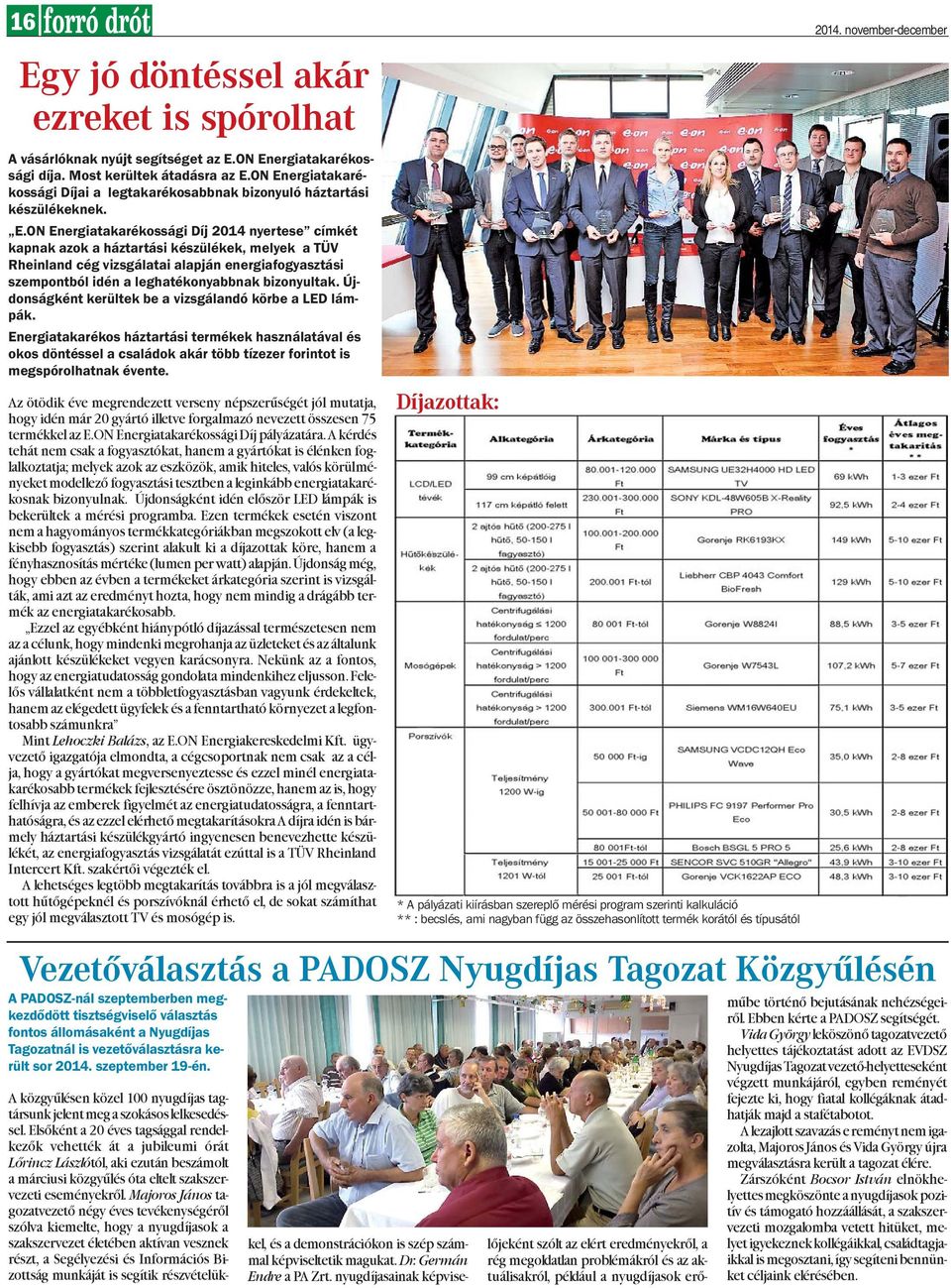 cég vizsgálatai alapján energiafogyasztási szempontból idén a leghatékonyabbnak bizonyultak. Újdonságként kerültek be a vizsgálandó körbe a LED lámpák.