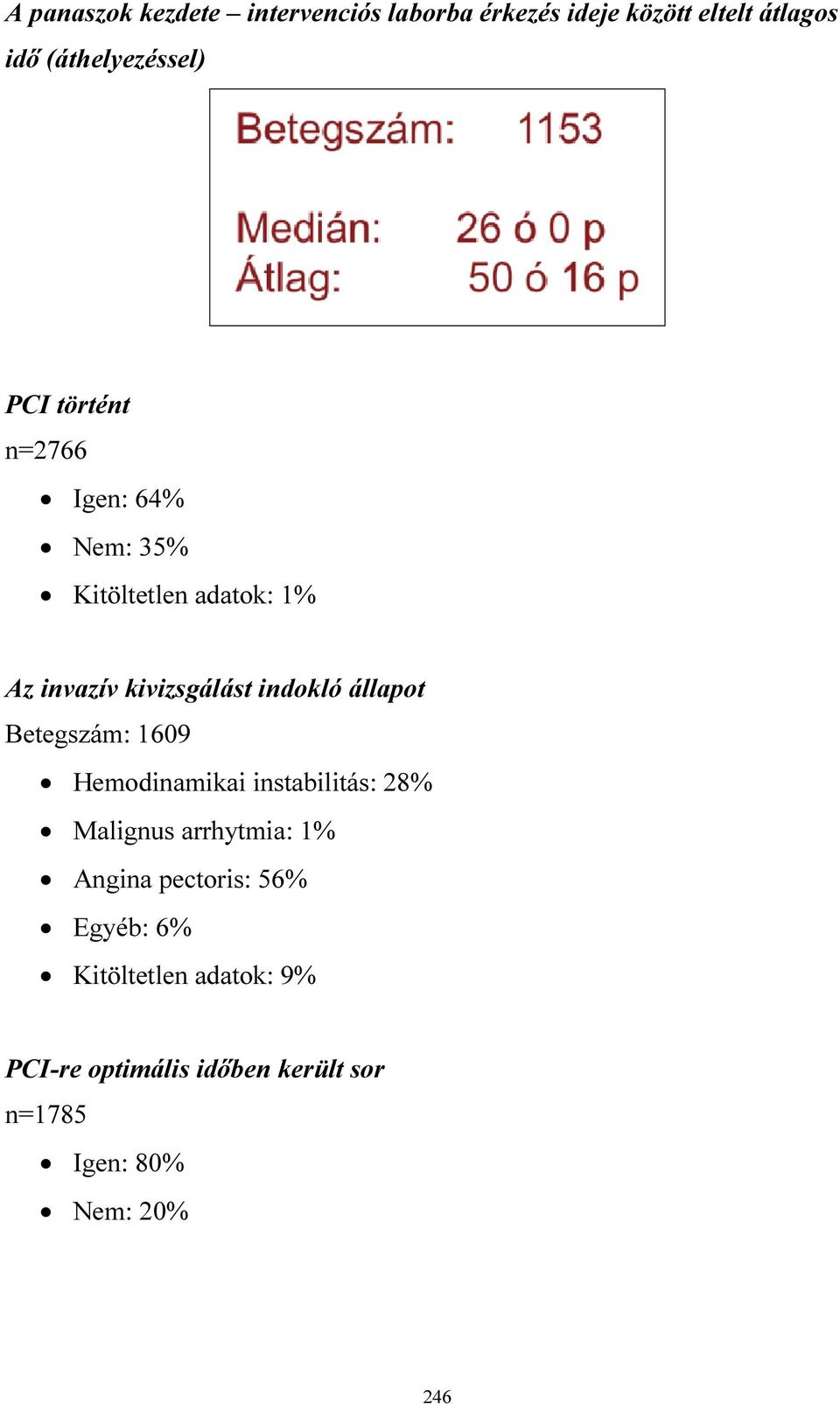 állapot Betegszám: 1609 Hemodinamikai instabilitás: 28% Malignus arrhytmia: 1% Angina pectoris: