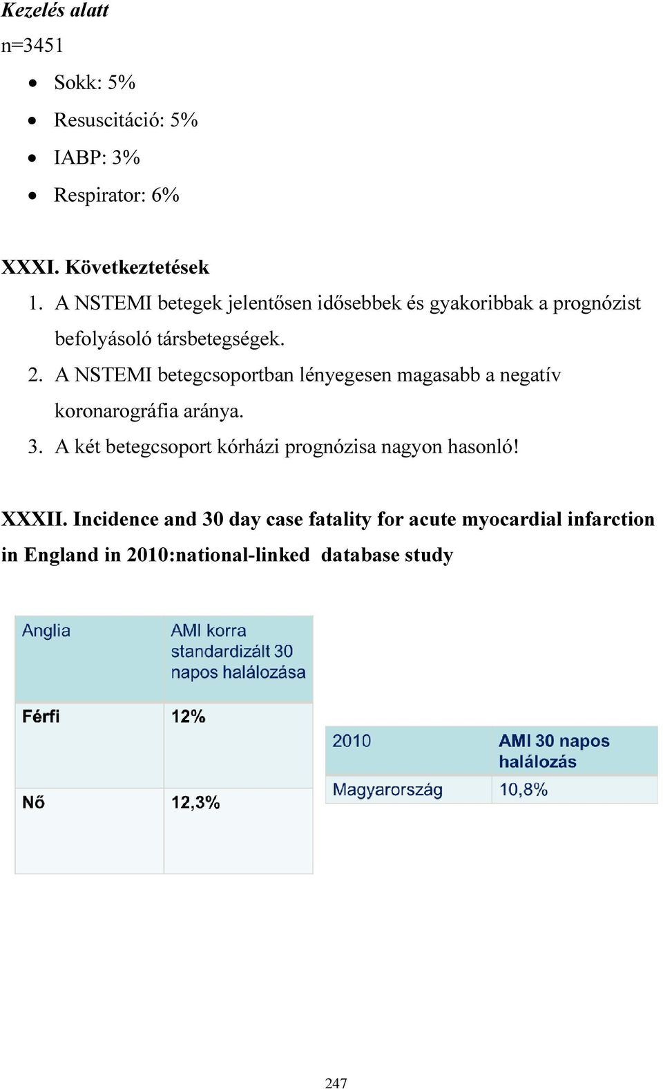 A NSTEMI betegcsoportban lényegesen magasabb a negatív koronarográfia aránya. 3.