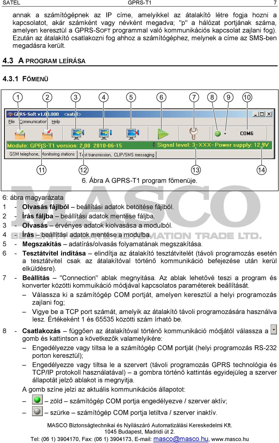 Ábra A GPRS-T1 program főmenüje. 6: ábra magyarázata 1 - Olvasás fájlból beállítási adatok betöltése fájlból. 2 - Írás fáljba beállítási adatok mentése fáljba.